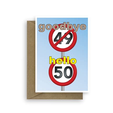 Funny 50th Birthday Card Speed Sign Stu Art Concepts