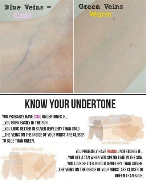 Mar 16, 2018 · in natural light, check the appearance of your veins beneath your skin. Know your undertone..... cool or warm? #makeup # ...