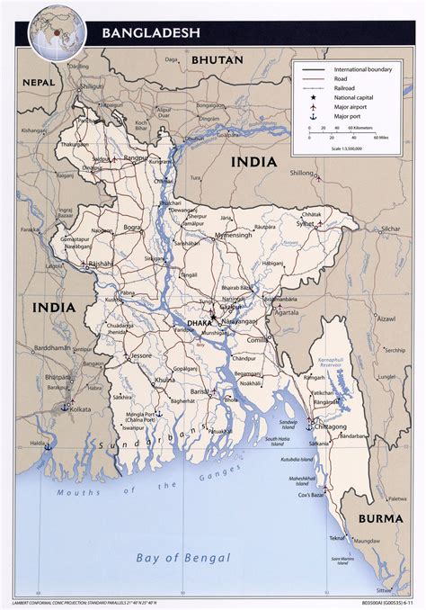 Large Detailed Political Map Of Bangladesh With Roads Railroads Major