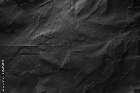 Heavy Crumpled Black Paper Texture In Low Light Background Stock Photo