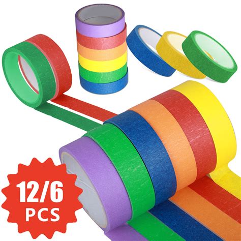 12 6 rolls colored masking tape crafts labeling tape rainbow colors decorative masking tapes