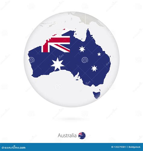 Map Of Australia And National Flag In A Circle Stock Vector
