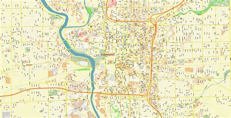 Indianapolis Indiana Us Pdf Vector Map Exact High Detailed City Plan