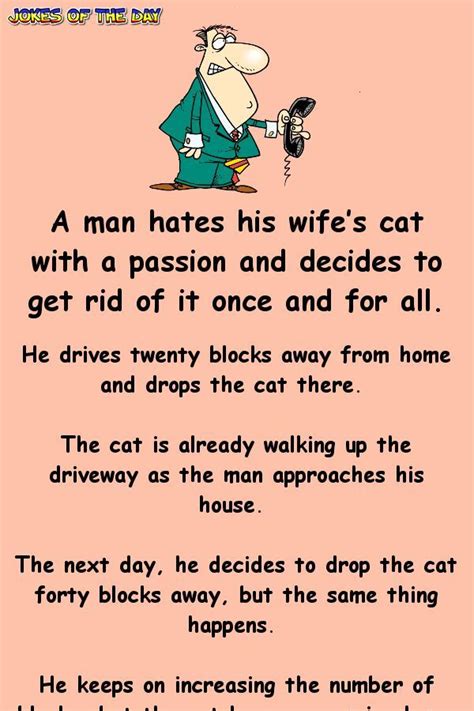 a man hates his wife s cat with a passion and decides to get rid funny long jokes funny
