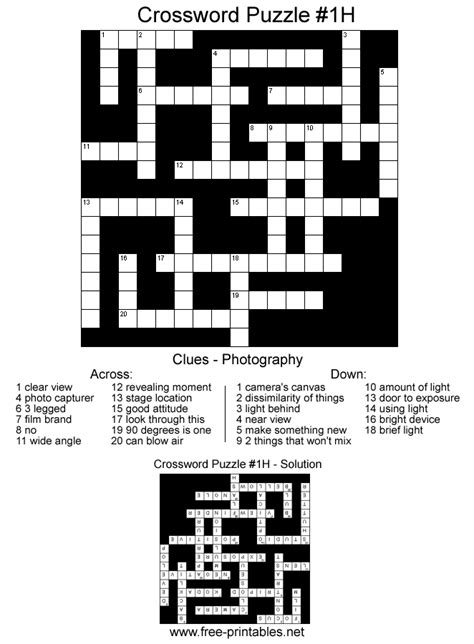 Crossword puzzles stimulate the mind by getting you to answer clues and enhance your vocabulary. Hard Printable Crosswords - Free Printable Crossword Puzzles