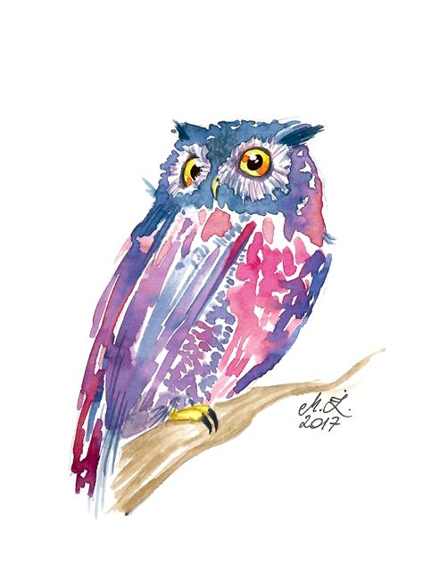 Watercolor Owl Behance