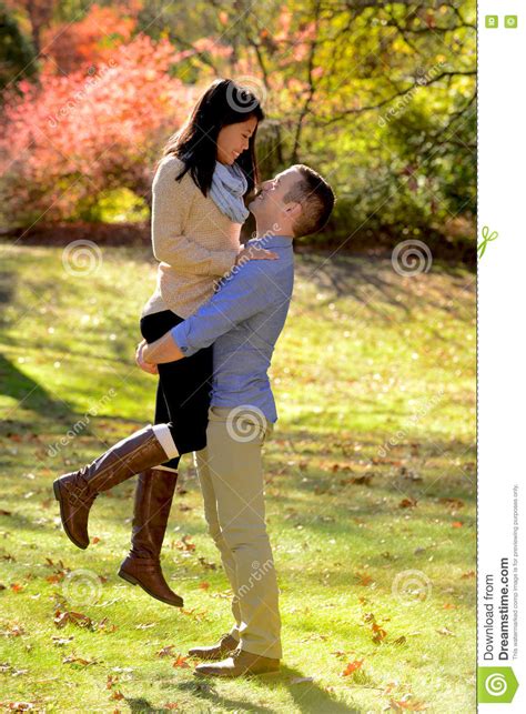 Young Couple In Love In An Autumn Setting Stock Image Image Of
