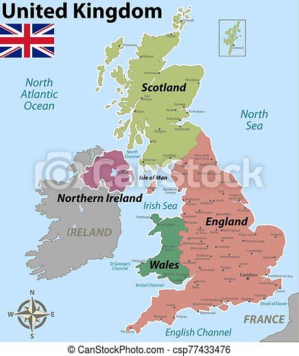 Political Map Of England With Regions Royalty Free Vector