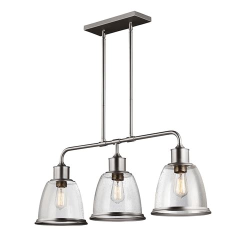 Bar pendants, or linear pendants work well over breakfast bars, long tables or any space you want a number of hanging lights in a row. Elstead Lighting Hobson 3 Light Ceiling Bar Pendant in Satin Nickel Finish Complete with Seeded ...