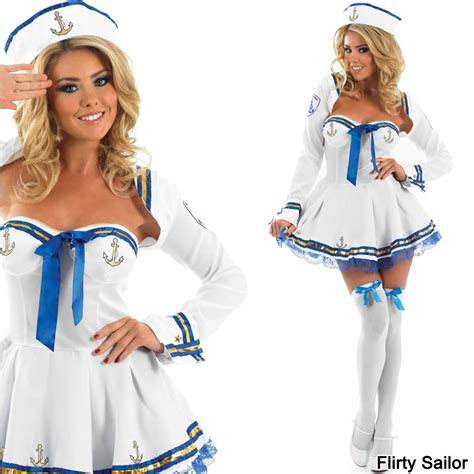Ladies Sexy Sailor Fancy Dress Costume Navy Naval Forces Uniform