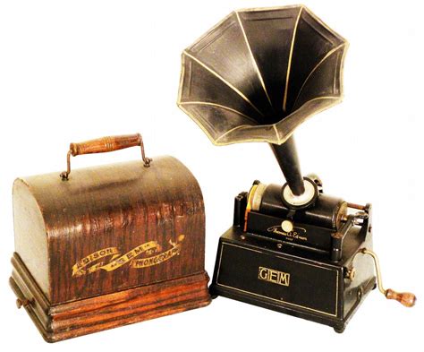 Edison GEM Phonograph And Carrying Case Phonograph Record Players
