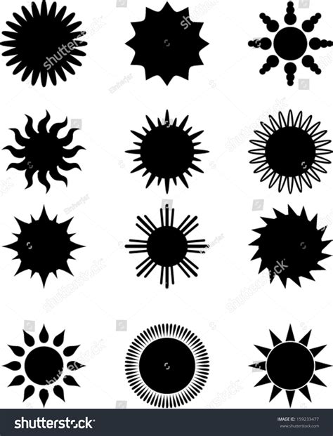 Vector Set Of Sun Silhouette 159233477 Shutterstock