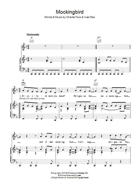 Mockingbird Sheet Music Aretha Franklin Piano Vocal And Guitar Chords