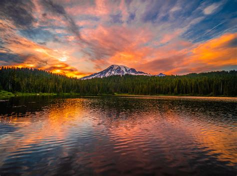 Mount Rainier National Park Summer Sunset Reflection Lakes Flickr