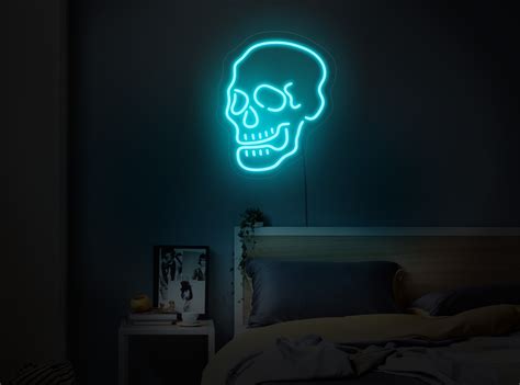 Skull Neon Signskull Led Signskull Neon Lightskull Wall Etsy