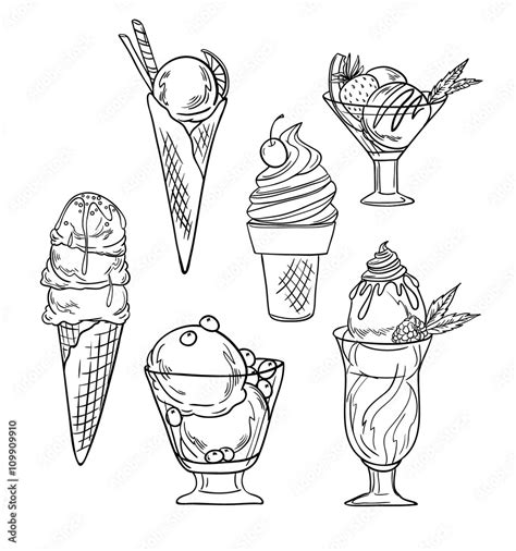 Hand Drawn Vector Illustration Collection Of Ice Cream Stock Vector Adobe Stock