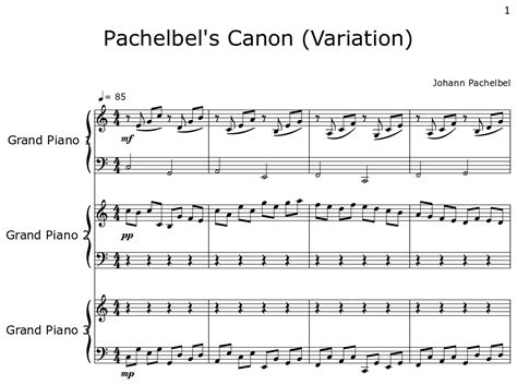 Pachelbels Canon Variation Sheet Music For Piano