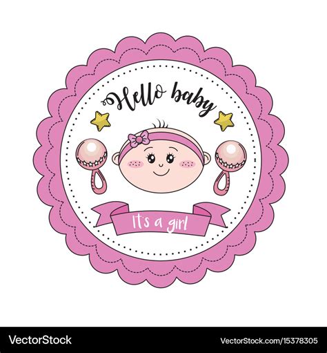 Baby Shower Emblem To Welcome A Girl Royalty Free Vector