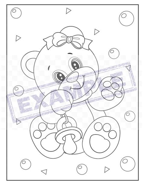 Cute Bear 21 Coloring Pages Pdf Full 8x11 Black And Etsy