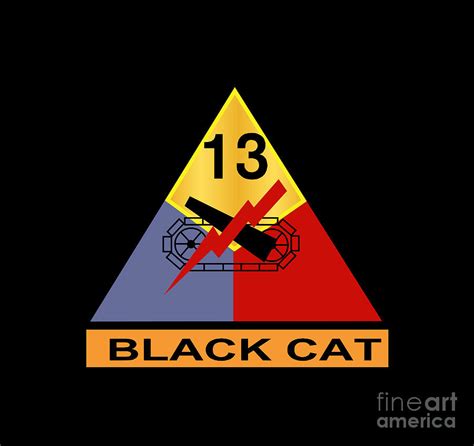 Army 13th Armored Division Black Cat Wo Txt Digital Art By Tom