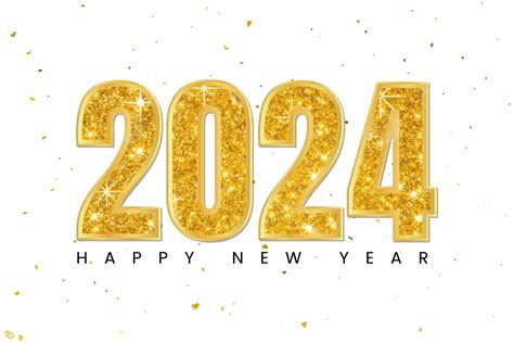 Happy New Year 2024 Golden Glitter Number Vector Happy New Year 2024