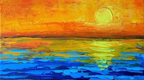 Sunset Seascape Abstract Painting Acrylic Painting Tutorial For