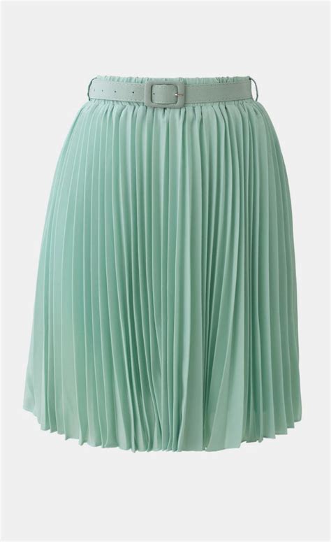 Seafoam Pleated Chiffon Midi Skirt With Belt Ropa Moda Moda Femenina
