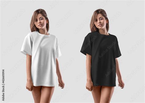 Mockup Of A White Black T Shirt On A Half Naked Girl Set Of Clothes