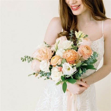 Peaches And Cream Bridal And 4 5 Bridesmaid Bouquetsdefault Title