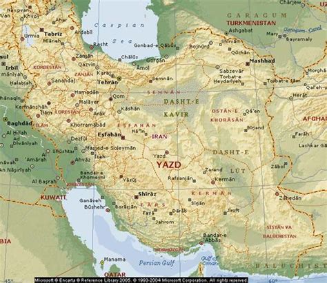 Map Of Iran Showing Yazd Base Map Courtesy Microsoft Encarta Kerman