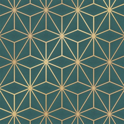 Astral Metallic Wallpaper Emerald Green Gold Geometric Wall Paper