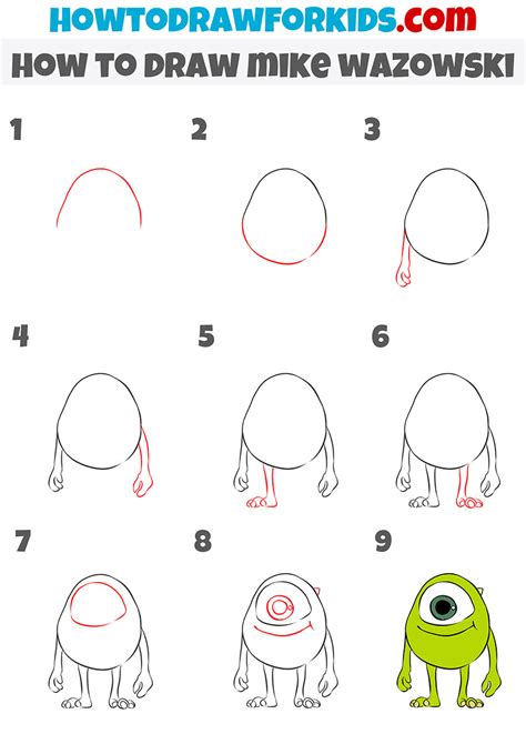 How To Draw Mike Wazowski Step Easy Cartoon Drawings Disney Hot Sex