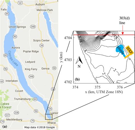 A Map Of Cayuga Lake And B Bathymetric Map Of The Southern Shelf