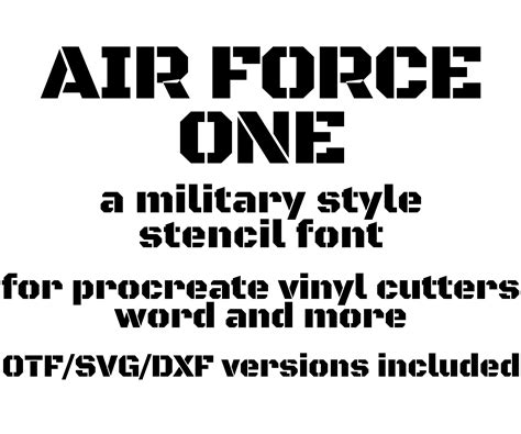 Air Force One Font Military Font Stencil Font Svg Font Dxf Etsy