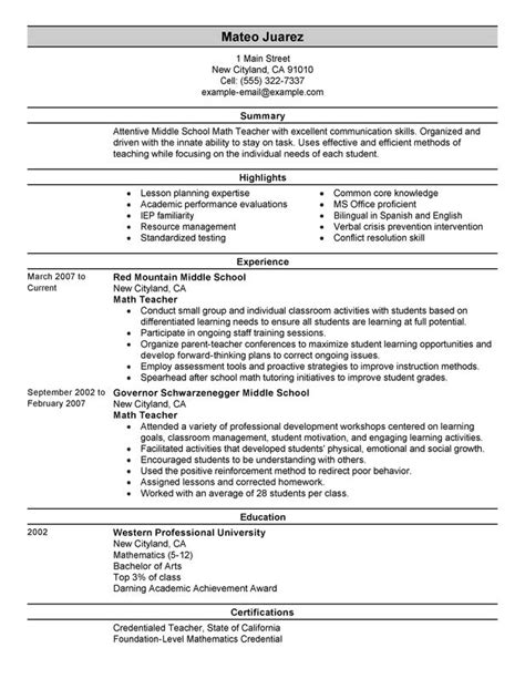 Examples Of Teaching Resume Objectives Teacher Resume Objectives Samples