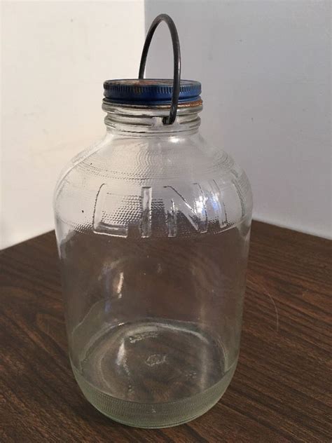 Vintage Linit Starch 12 Gallon Glass Jar With Bail Handle And Original