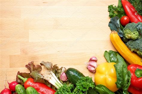 Healthy Organic Vegetables On A Wood Background Stock Photo By