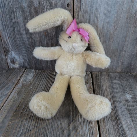 Vintage Bunny Rabbit Plush Long Legs Pink Bow Stuffed Animal Etsy