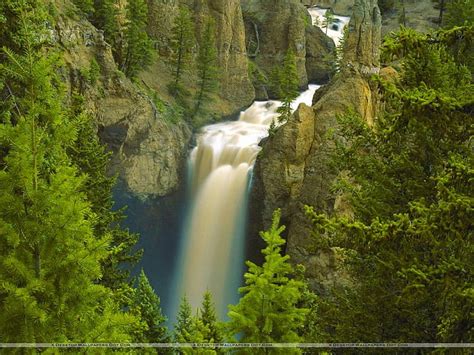 Tower Fall Yellowstone National Park Wyoming Lakes Scenery
