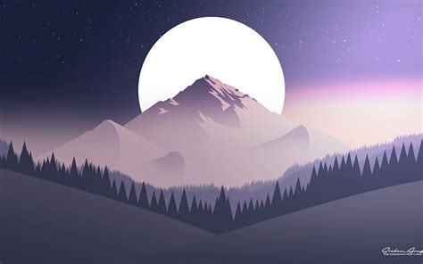 Download Wallpaper 3840x2400 Mountains Moon Forest