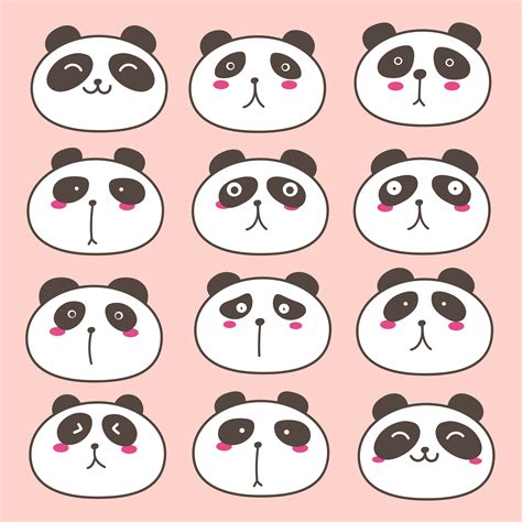 Hand Drawn Cute Panda Characters Set Vector Illustration 583968