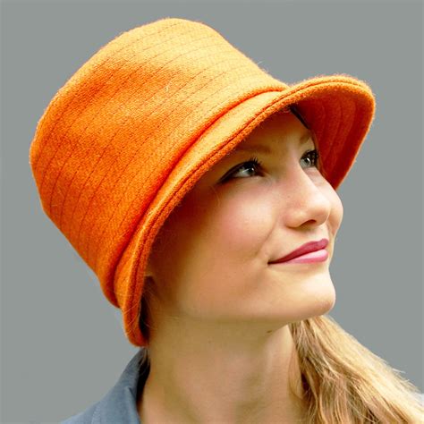 Womens Orange Bucket Hat Harris Tweed Hat Wool Fashion Hat Etsy Canada