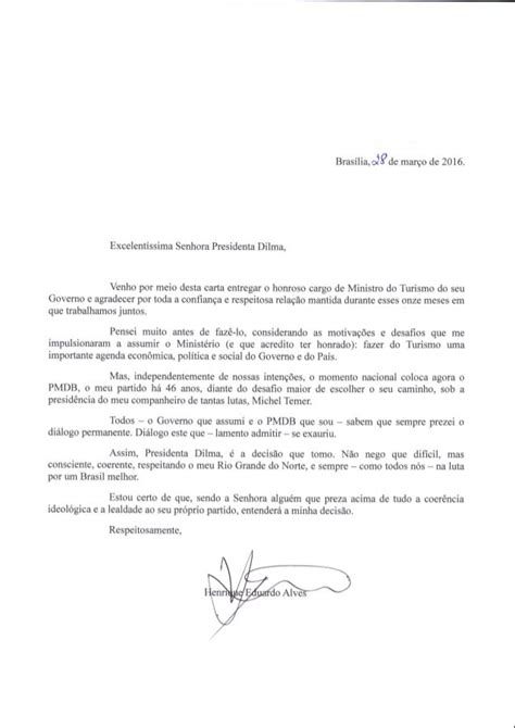 Carta Demissão Ministro Do Turismo Henrique Eduardo Alves