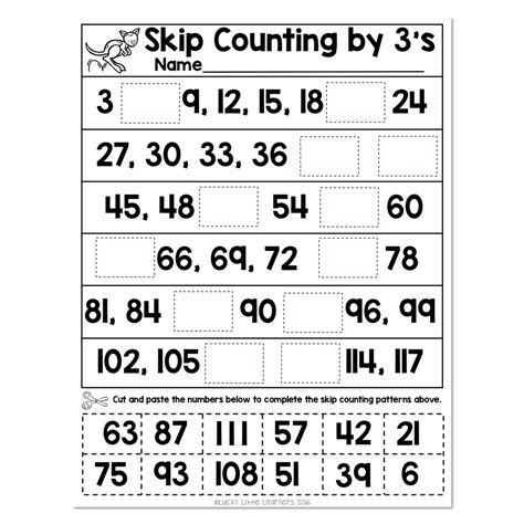 Skip Counting Number Line Worksheet 1 Skip Counting By 3 Lucky