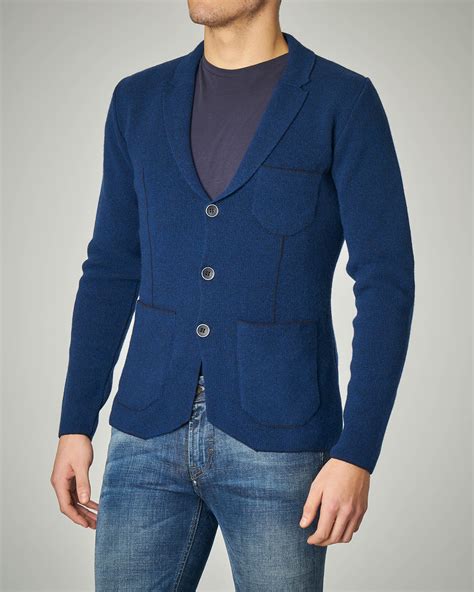 Giacca maglia blu royal con taschino | Pellizzari E-commerce