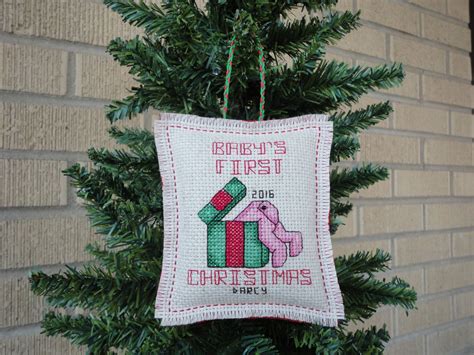 Kits include everything you need which allows. Personalized Baby First Christmas Ornament Cross Stitch ...