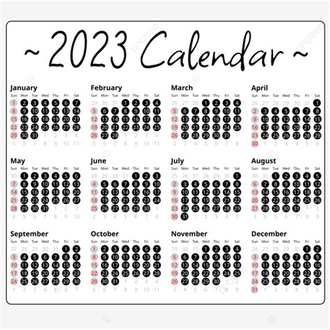 Gambar Gaya Lingkaran Minimalis Kalender Hitam 2023 Kalender Sederhana