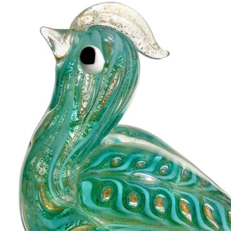 Ercole Barovier Murano Green Gold Flecks Italian Art Glass Bird Sculpture For Sale At 1stdibs