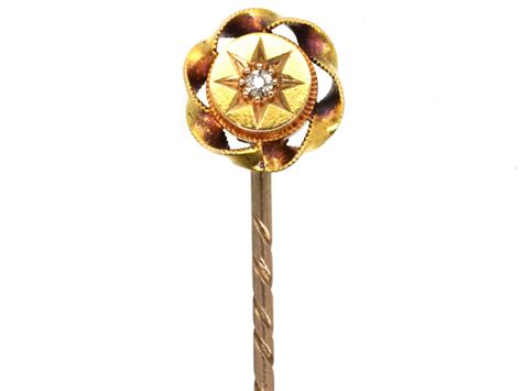Victorian 15ct Gold Anddiamond Round Tie Pin The Antique Jewellery Company