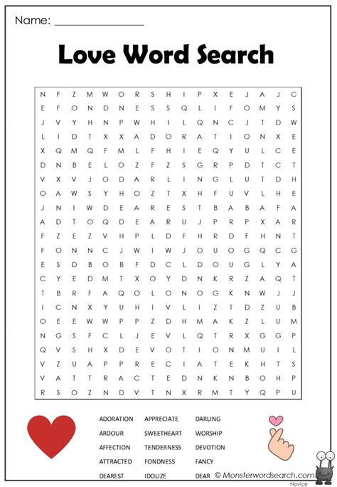 Love Word Search Monster Word Search